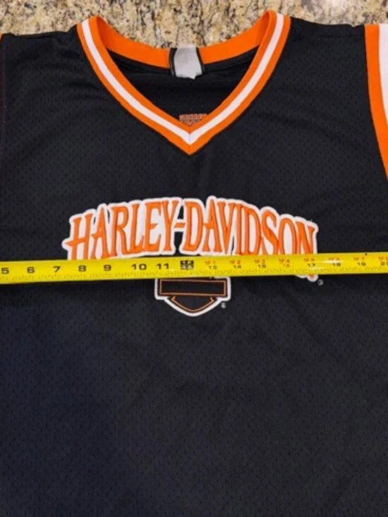 🏍️ VTG Harley-Davidson Mesh Basketball Jersey Tank Mens Large Biker Roeder Ohio - Picture 7 of 13